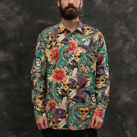 camisa manga larga oriental