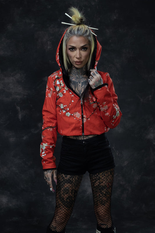 Chaqueta Reversible Flor Cerezo Red