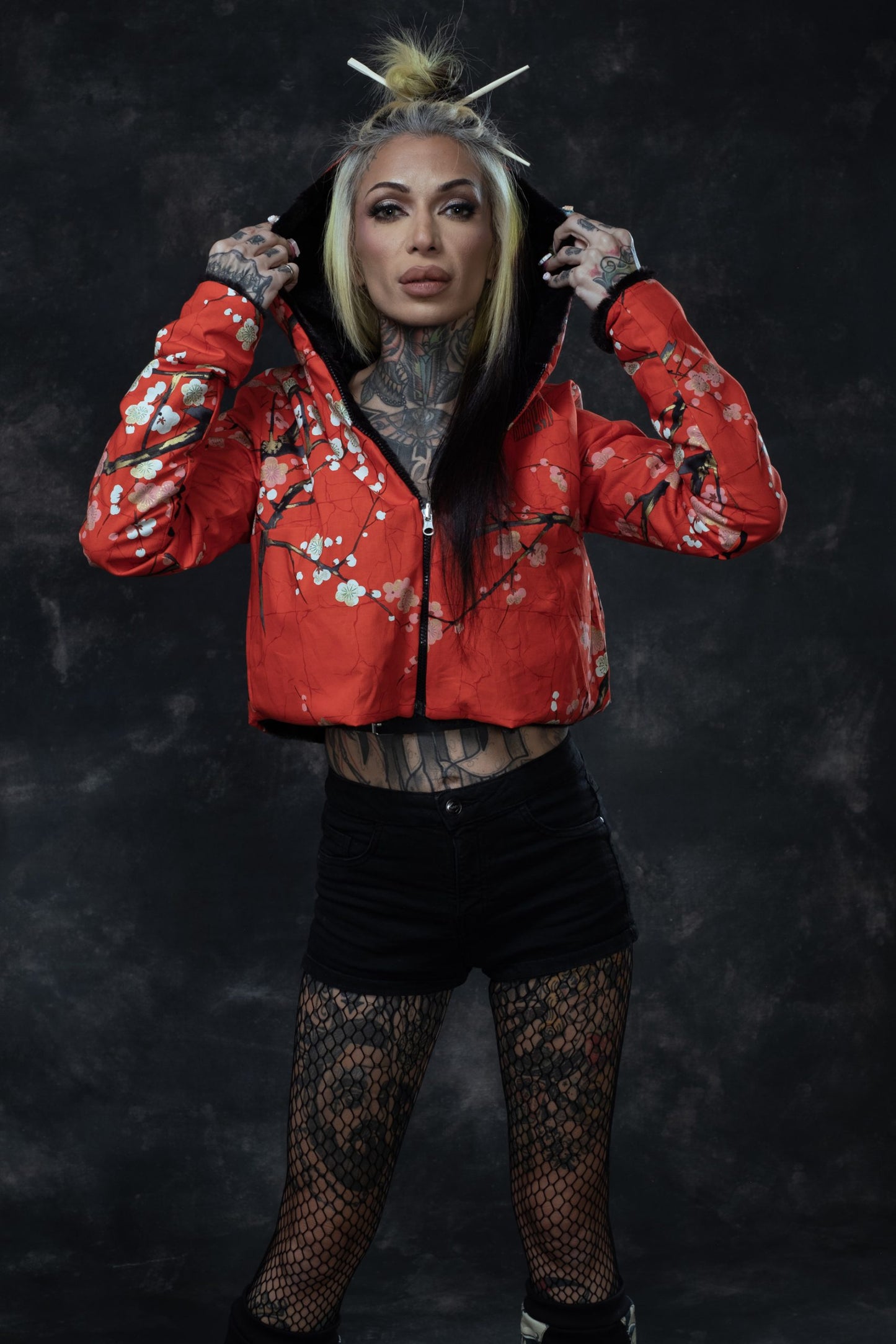 Chaqueta Reversible Flor Cerezo Red