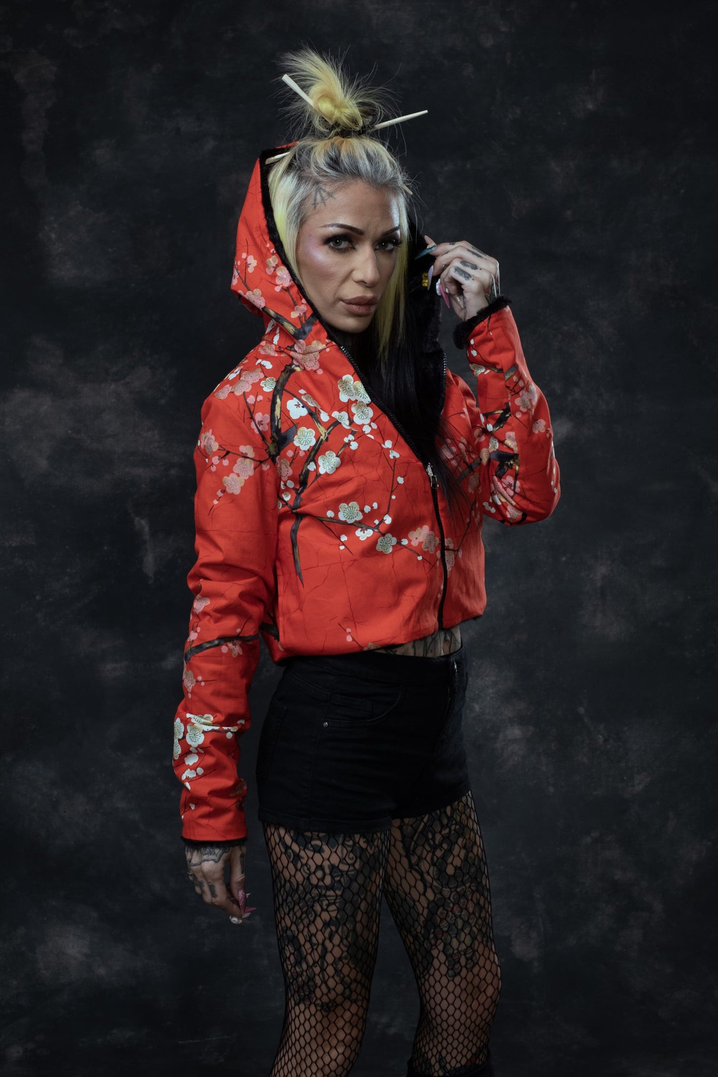 Chaqueta Reversible Flor Cerezo Red