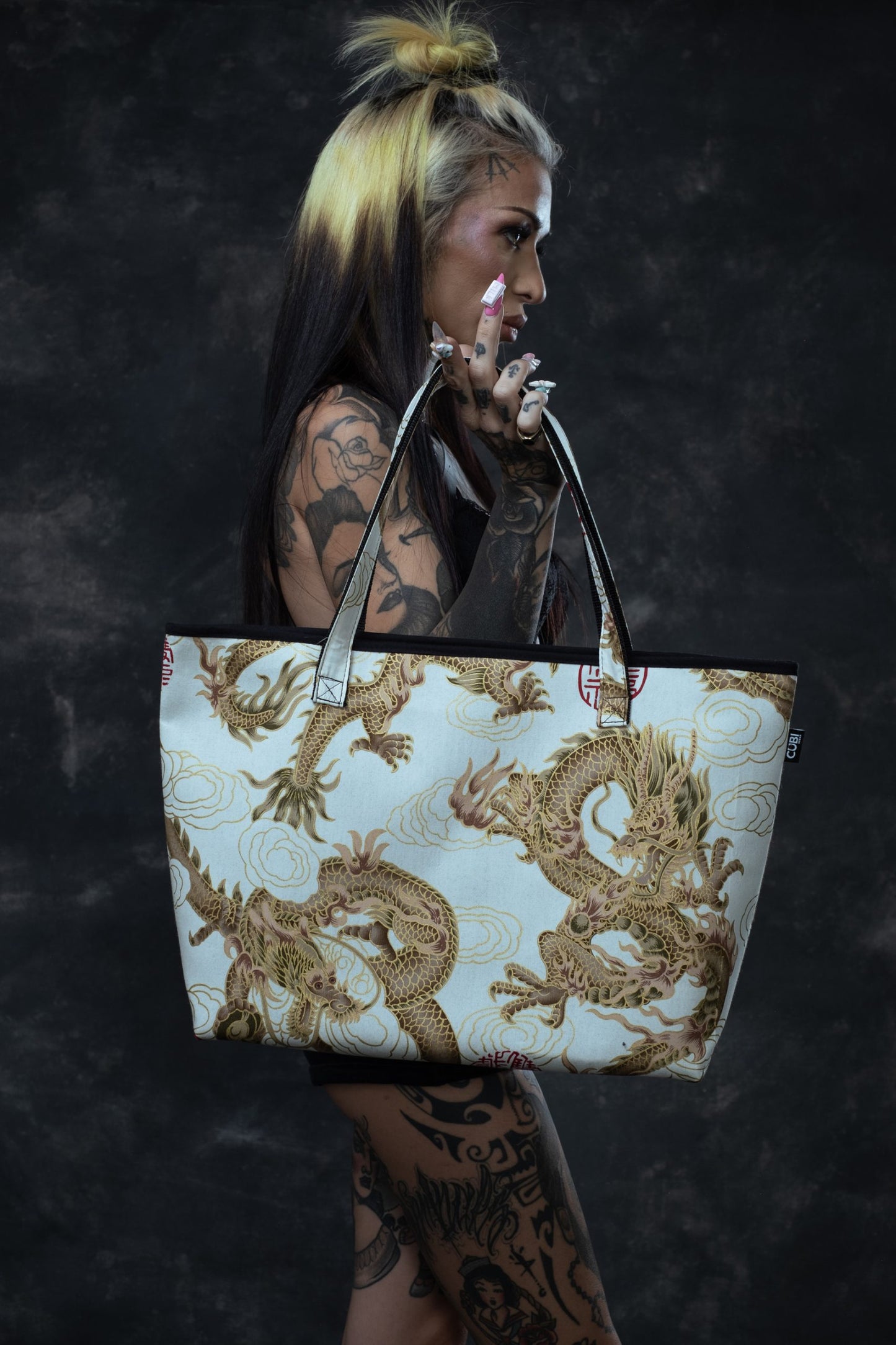 Tote Bags Dragon White