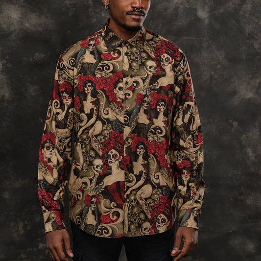 camisa manga larga skulls