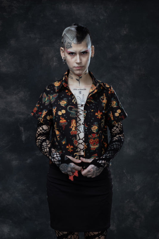 Camisa Corta Old School Black