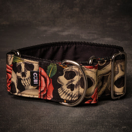 Collar Martingale Skulls and Roses Rose